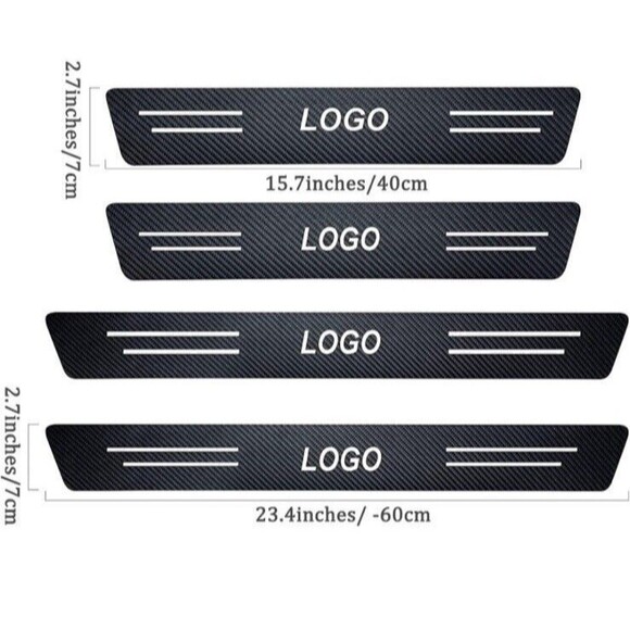 Mitsubishi 4pc Car Door Threshold Protection Sticker Logo Easy Clean Protection - Picture 4 of 6